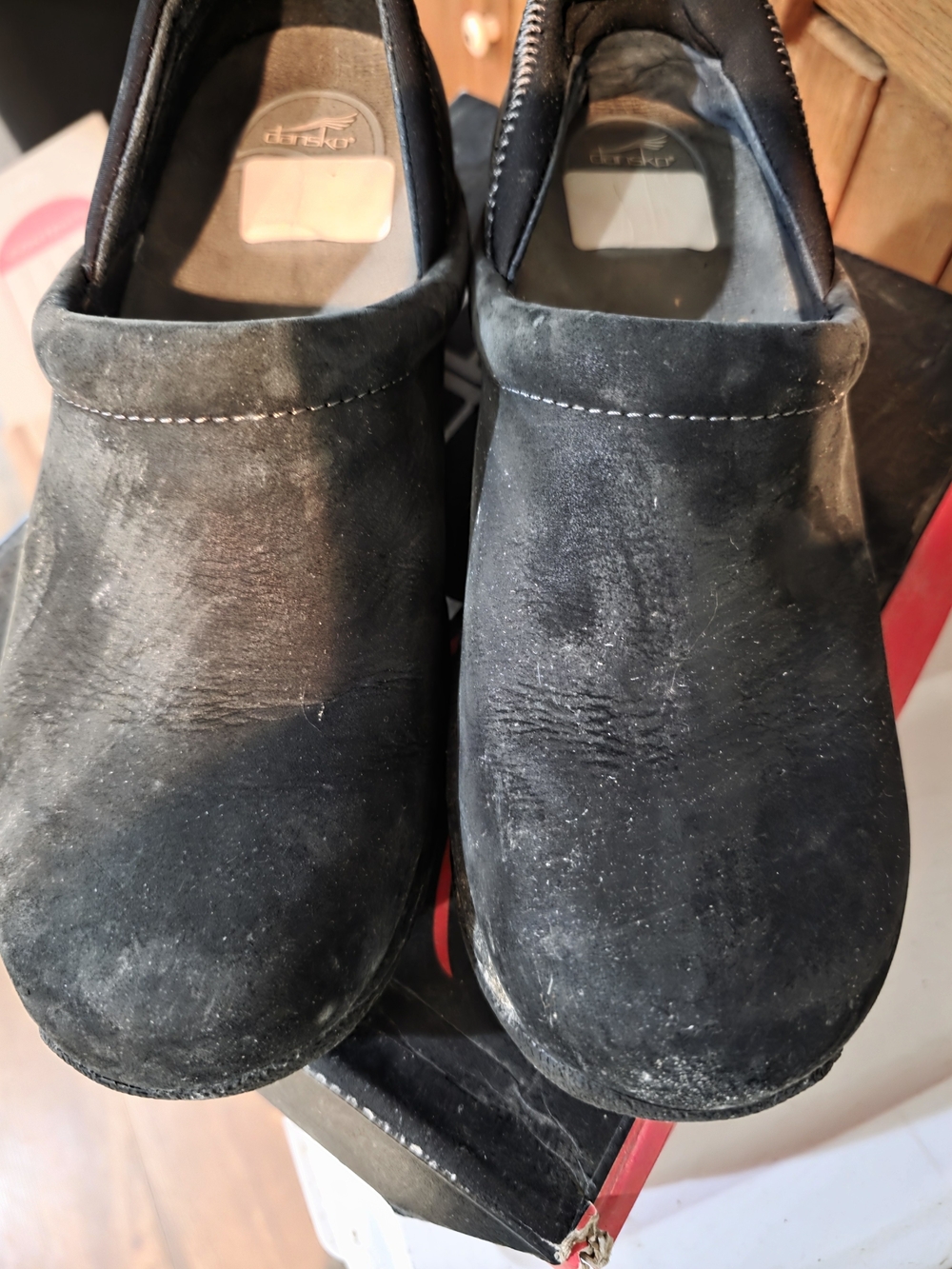 Dansko Black Suede Clogs
